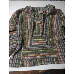 Mexican Poncho Hoodie Pullover Confecciones Artilana Small drug Rug (F-1)